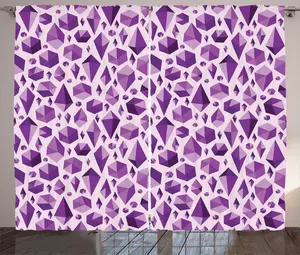 Штора ABAKUHAUS темно-фиолетовая в деревенском стиле с геометрическим узором, универсальная ленточная штора для гостиной с петлями и крючками, 280 x 225 см, бледно-лиловый Abakuhaus