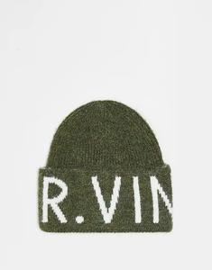 Винтажная шапка-бини унисекс Reclaimed Vintage цвета хаки с фирменной символикой