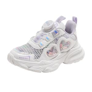 Нескользящие, легкие, амортизирующие и дышащие, низкие повседневные кроссовки для детей ABC KIDS, бежевый/фиолетовый