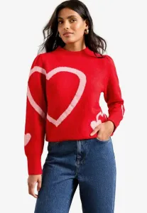Джемпер стандартного кроя с пайетками и сердечком Love & Roses, Red