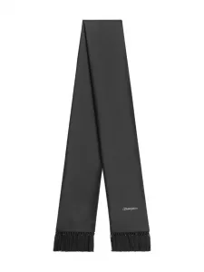 Шарф с бахромой и вышитым логотипом DOLCE & GABBANA, черный