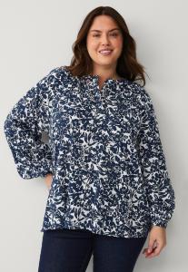 Рубашка BLUSE MIT BALLONÄRMELN Ellos Plus collection, синий