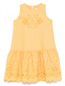 Ermanno Scervino Junior платье с английской вышивкой, желтый