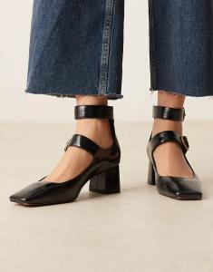 Туфли Sasha с двумя пряжками на среднем каблуке, черные, ASOS DESIGN
