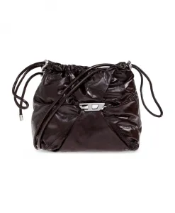 Сумка через плечо мятая ведерко Diesel, коричневый