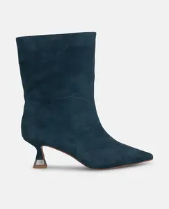 Женские ботильоны на шпильке с металлической отделкой и заостренным носком Alma en Pena, темно-синий