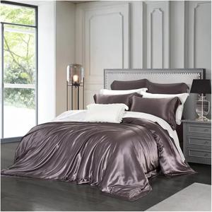 UOIO Комплект постельного белья UOIO из 100% шелка с пододеяльником в клетку Gray