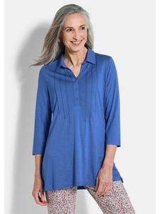 GOLDNER Короткий размер: туника-рубашка, элегантная блузка-рубашка со складками, королевского синего цвета