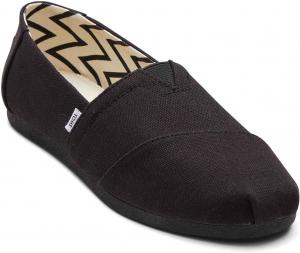 Ботинки TOMS Women's Alpargata Slip-On Shoes, Black/Black Wide Recycled Cotton Canvas