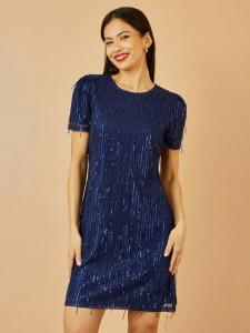 Короткое платье с капающими пайетками Yumi, Navy
