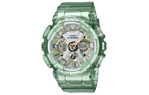 Женские часы GMA-S120GS-3A CASIO серии Dual Display с жидкокристаллическим и аналоговым дисплеем зеленые