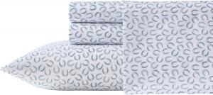 Wrangler Комплект постельного белья King (198x203 см), синий цвет Подкова, ультрамягкий, немнущийся, с глубокими карманами: простыня, натяжная простыня и наволочки