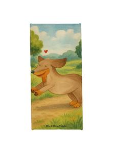 Mr. & Mrs. Panda Банное полотенце с изображением собаки/таксы, без надписи, пастельно-серого цвета