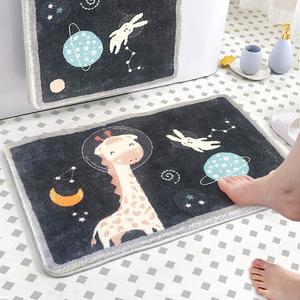 Budis Ковер 80х200 см из искусственной шерсти с рисунком жирафа для ванной/спальни, у входа, нескользящий