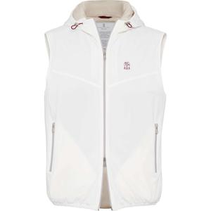 Худи-жилет с вышитым логотипом Brunello Cucinelli, белый