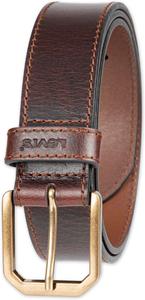 Мужской ремень Levi's из коричневой и бежевой кожи для повседневной носки. Джинсы., Burnished Brown