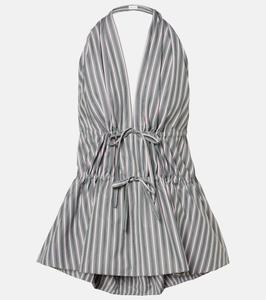 Полосатый топ из хлопка с халтером Dries Van Noten, Pistache