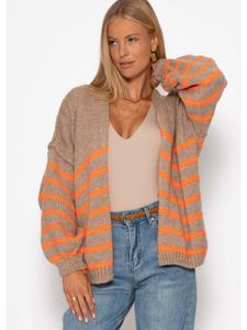 Полосатый кардиган с внешними швами бежевого цвета SASSYCLASSY