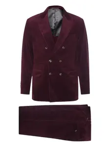 Вельветовый костюм с двубортным пиджаком Brunello Cucinelli, красный