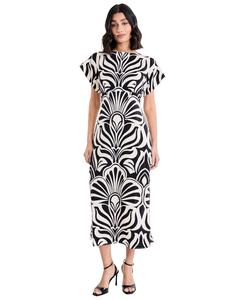 Женское длинное платье-футляр с рукавами "летучая мышь" Donna Morgan, Cream/Black