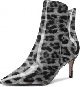 Женские ботильоны Aachcol, короткие сапожки, зауженный носок, на молнии, стойкий каблук средней высоты, лаковая кожа, 2,5 дюйма, Multicolor L