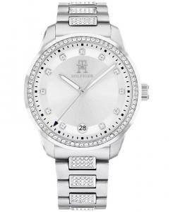 Женские кварцевые серебристые часы из нержавеющей стали с браслетом из кристаллов 36 мм Tommy Hilfiger, серебро