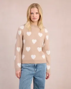 Женский свитер с длинным рукавом с деталями в виде сердечек Molly Bracken, бежевый