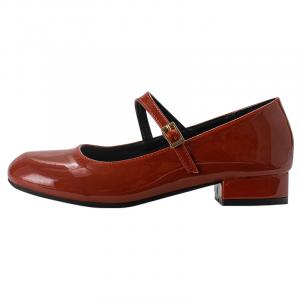 Туфли Мэри Джейн на толстом каблуке 2,5 см женские Wonderful couple, Red