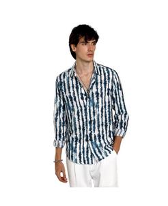 Мужская рубашка в полоску цвета индиго с белыми полосками Campus Sutra, Blue