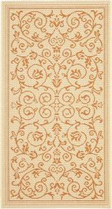 Ковер SAFAVIEH, 61 x 110 см, Washable Rug Outdoor Courtyard Collection - Natural & Terracotta, не линяет и легко чистится, идеально для патио, входной двери, прихожей, придверный ковер (CY2098-3201)