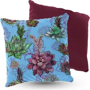 Подушка велюровая PREMIUM с суккулентами, 40х40 см, декоративная с наполнителем, для гостиной, спальни или в подарок, 5 шт. 5made