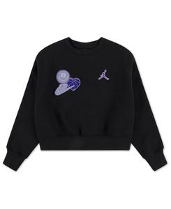 Флисовая толстовка с круглым вырезом и ребристой отделкой для девочек 7-16 лет Jordan, Black