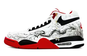 Парные кроссовки Flight Legacy Mid top Unisex устойчивые к истиранию винтажные черно-бело- Nike, черный белый красный