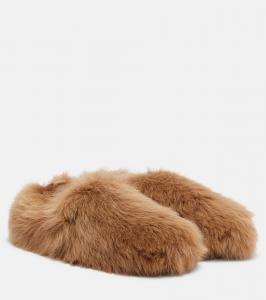 Гоммино замшевые тапочки на меху Tod's, Ginger + Cappuccino