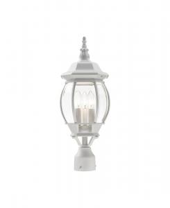Уличный фонарь Frontenac с тремя плафонами на столбе Livex, белый