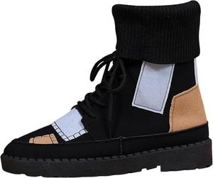 Женские короткие сапоги с модной долговечностью в западном стиле, готические туфли для улицы, дамские ездовые сапоги для вечеринок и выпускных Generic, Black