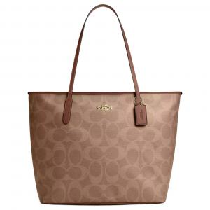 Городская сумка макси Signature Canvas, шоппер, женская сумка, большая сумка через плечо tan COACH