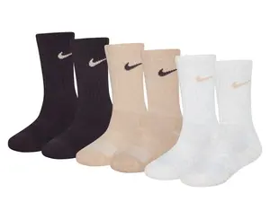 Носки Performance Kids' Crew Socks - 6 Pack Nike, бежевый/белый/черный