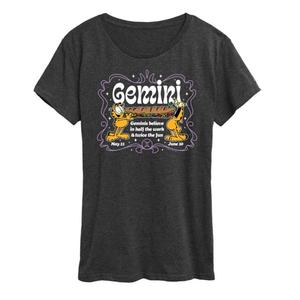 Женская футболка с принтом Garfield Gemini Licensed Character, серый
