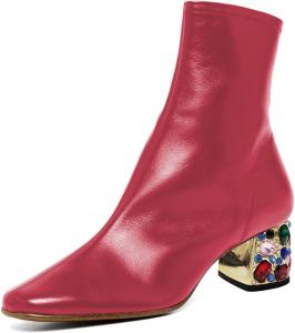 Женские классические ботильоны YDN с круглым закрытым носком, молниями, стразы, низкий каблук, обувь для покупок, работы и ежедневного ношения, размеры 4-16 США, Hot Pink