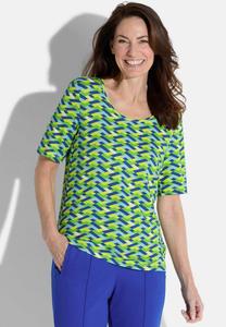 Футболка GOLDNER Print T-shirt, Green/Blue/Yellow Patterned/Green