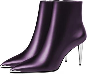 Женские сексуальные металлические ботильоны Zszszsu с заостренным носком, специальными высокими каблуками, элегантные для вечеринки, офиса, работы и ежедневной носки, размеры 4-16 US, Purple