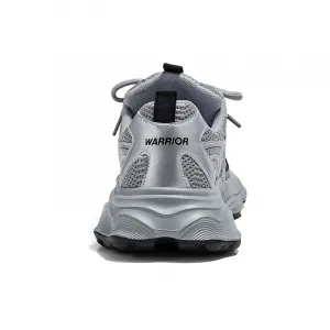 WARRIOR Synthetic Leather Slip Resistant, Abrasion Resistant, Breathable Low top Chunky кроссовки мужские Gray Silver