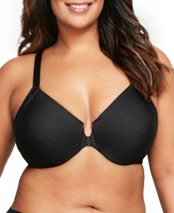 Женский бюстгальтер больших размеров с застежкой спереди Wonder и гладкой спинкой Glamorise, черный