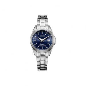 CITIZEN Часы Ecology Drive Collection Solar Quartz Movement Stainless Steel Strap Watch Unisex Blue Dial, EC1180-81L Blue