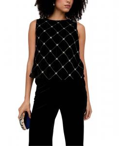 Женская бархатная блузка Chiva с бисером Lily and Lionel London, Black