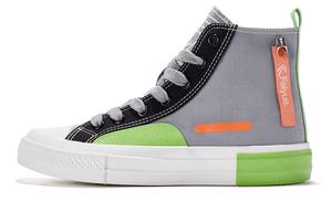 Feiyue Высокие парусиновые туфли унисекс серо-зеленого цвета