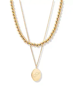 Позолоченный комплект из ожерелий с инициалами в форме овала Brook & York, gold-s