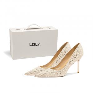 Туфли с французскими кристаллами на тонком каблуке, женские, с жемчужным принтом LOLY, Pearl Lover 8Cm Slim Heel