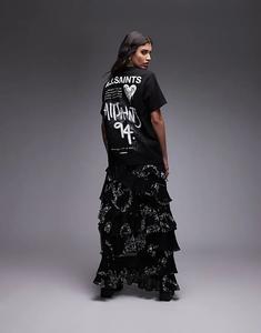 Футболка бойфренда с графическим постером Allsaints черного цвета